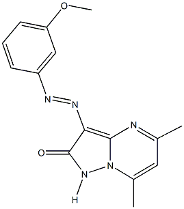 3-[(3-methoxyphenyl)diazenyl]-5,7-dimethylpyrazolo[1,5-a]pyrimidin-2(1H)-one Struktur