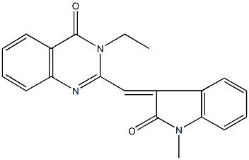 3-ethyl-2-[(1-methyl-2-oxo-1,2-dihydro-3H-indol-3-ylidene)methyl]-4(3H)-quinazolinone Struktur