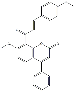 7-methoxy-8-[3-(4-methoxyphenyl)acryloyl]-4-phenyl-2H-chromen-2-one Struktur