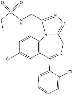 N-{[8-chloro-6-(2-chlorophenyl)-4H-[1,2,4]triazolo[4,3-a][1,4]benzodiazepin-1-yl]methyl}ethanesulfonamide Struktur