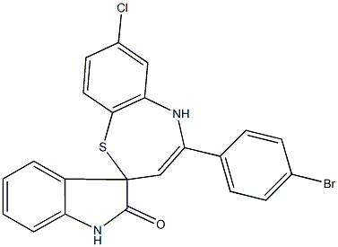 4-(4-bromophenyl)-7-chloro-1',2,3',5-tetrahydrospiro([1,5]benzothiazepine-2,3'-[2'H]-indole)-2'-one Struktur