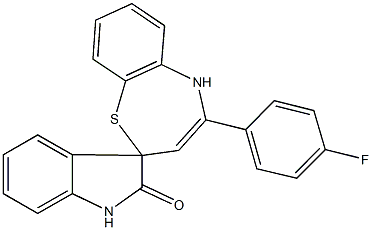 4-(4-fluorophenyl)-1',2,3',5-tetrahydrospiro([1,5]benzothiazepine-2,3'-[2'H]-indole)-2'-one Struktur