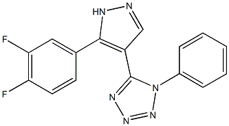 5-[5-(3,4-difluorophenyl)-1H-pyrazol-4-yl]-1-phenyl-1H-tetraazole Struktur