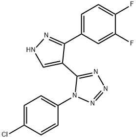 1-(4-chlorophenyl)-5-[5-(3,4-difluorophenyl)-1H-pyrazol-4-yl]-1H-tetraazole Struktur