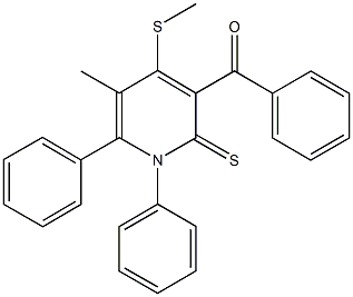 [5-methyl-4-(methylsulfanyl)-1,6-diphenyl-2-thioxo-1,2-dihydro-3-pyridinyl](phenyl)methanone Struktur