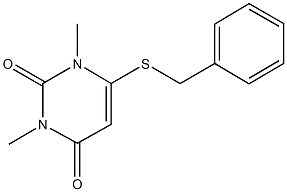 6-(benzylsulfanyl)-1,3-dimethyl-2,4(1H,3H)-pyrimidinedione Struktur