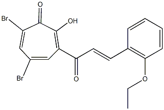 5,7-dibromo-3-[3-(2-ethoxyphenyl)acryloyl]-2-hydroxy-2,4,6-cycloheptatrien-1-one Struktur