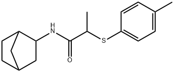 N-bicyclo[2.2.1]hept-2-yl-2-[(4-methylphenyl)sulfanyl]propanamide Struktur