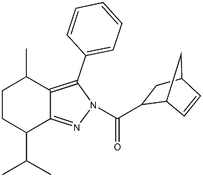 2-(bicyclo[2.2.1]hept-5-en-2-ylcarbonyl)-7-isopropyl-4-methyl-3-phenyl-4,5,6,7-tetrahydro-2H-indazole Struktur