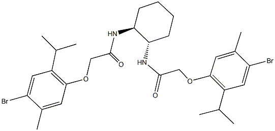 2-(4-bromo-2-isopropyl-5-methylphenoxy)-N-(2-{[(4-bromo-2-isopropyl-5-methylphenoxy)acetyl]amino}cyclohexyl)acetamide Struktur