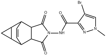 4-bromo-N-(3,5-dioxo-4-azatetracyclo[5.3.2.0~2,6~.0~8,10~]dodec-11-en-4-yl)-1-methyl-1H-pyrazole-3-carboxamide Struktur