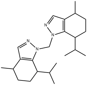 7-isopropyl-1-[(7-isopropyl-4-methyl-4,5,6,7-tetrahydro-1H-indazol-1-yl)methyl]-4-methyl-4,5,6,7-tetrahydro-1H-indazole Struktur