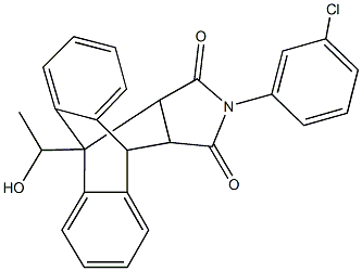 17-(3-chlorophenyl)-1-(1-hydroxyethyl)-17-azapentacyclo[6.6.5.0~2,7~.0~9,14~.0~15,19~]nonadeca-2,4,6,9,11,13-hexaene-16,18-dione Struktur