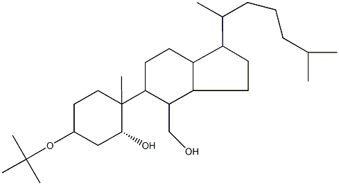 5-tert-butoxy-2-[1-(1,5-dimethylhexyl)-4-(hydroxymethyl)octahydro-1H-inden-5-yl]-2-methylcyclohexanol Struktur