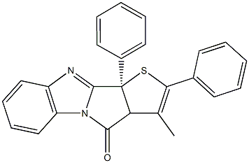 3-methyl-2,10b-diphenyl-3a,10b-dihydro-4H-thieno[2',3':3,4]pyrrolo[1,2-a]benzimidazol-4-one Struktur