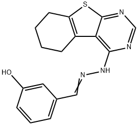 3-hydroxybenzaldehyde 5,6,7,8-tetrahydro[1]benzothieno[2,3-d]pyrimidin-4-ylhydrazone Struktur