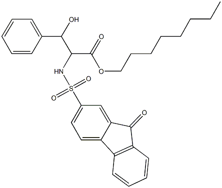 octyl 3-hydroxy-2-{[(9-oxo-9H-fluoren-2-yl)sulfonyl]amino}-3-phenylpropanoate Struktur