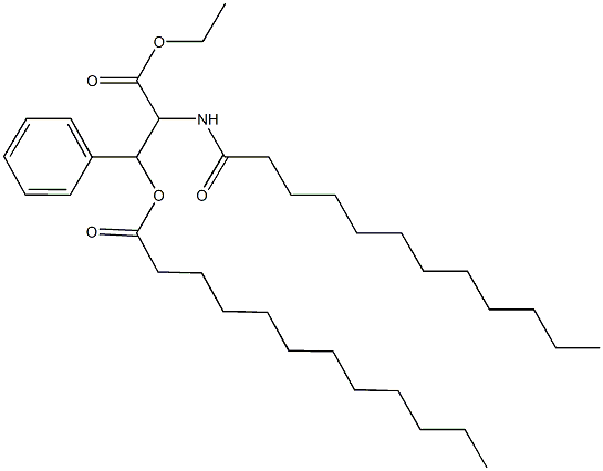 2-(dodecanoylamino)-3-ethoxy-3-oxo-1-phenylpropyl laurate Struktur