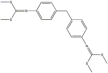 dimethyl 4-(4-{[bis(methylsulfanyl)methylene]amino}benzyl)phenyldithioimidocarbonate Struktur