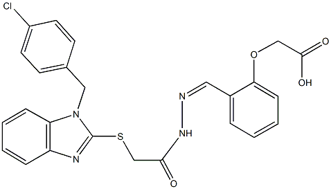 {2-[2-({[1-(4-chlorobenzyl)-1H-benzimidazol-2-yl]sulfanyl}acetyl)carbohydrazonoyl]phenoxy}acetic acid Struktur