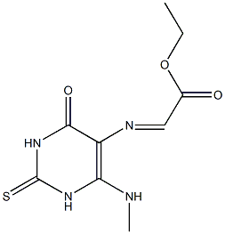 ethyl {[6-(methylamino)-4-oxo-2-thioxo-1,2,3,4-tetrahydro-5-pyrimidinyl]imino}acetate Struktur