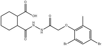 2-({2-[(2,4-dibromo-6-methylphenoxy)acetyl]hydrazino}carbonyl)cyclohexanecarboxylic acid Struktur