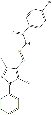 4-bromo-N'-[(5-chloro-3-methyl-1-phenyl-1H-pyrazol-4-yl)methylene]benzohydrazide Struktur