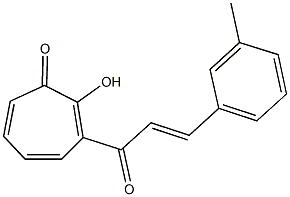 2-hydroxy-3-[3-(3-methylphenyl)acryloyl]-2,4,6-cycloheptatrien-1-one Struktur