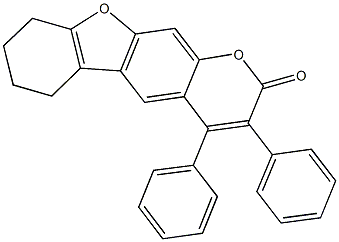 3,4-diphenyl-6,7,8,9-tetrahydro-2H-[1]benzofuro[3,2-g]chromen-2-one Struktur