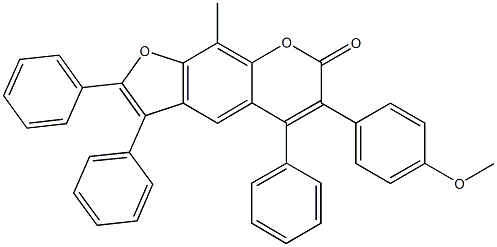 6-(4-methoxyphenyl)-9-methyl-2,3,5-triphenyl-7H-furo[3,2-g]chromen-7-one Struktur