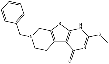 7-benzyl-2-(methylsulfanyl)-5,6,7,8-tetrahydropyrido[4',3':4,5]thieno[2,3-d]pyrimidin-4(3H)-one Struktur