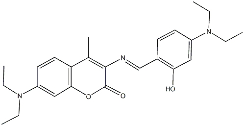 7-(diethylamino)-3-{[4-(diethylamino)-2-hydroxybenzylidene]amino}-4-methyl-2H-chromen-2-one Struktur