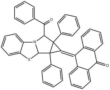 10-(8-benzoyl-1a,8a-diphenyl-1a,1b,8,8a-tetrahydro-1H-cyclopropa[3,4]pyrrolo[2,1-b][1,3]benzothiazol-1-ylidene)-9(10H)-anthracenone Struktur