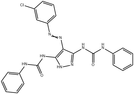 N-{3-[(anilinocarbonyl)amino]-4-[(3-chlorophenyl)diazenyl]-1H-pyrazol-5-yl}-N'-phenylurea Struktur