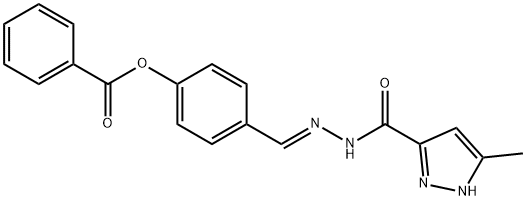 4-{2-[(3-methyl-1H-pyrazol-5-yl)carbonyl]carbohydrazonoyl}phenyl benzoate Struktur