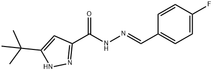 3-tert-butyl-N'-(4-fluorobenzylidene)-1H-pyrazole-5-carbohydrazide Struktur