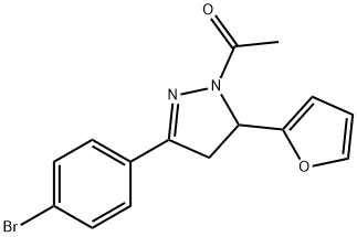 1-acetyl-3-(4-bromophenyl)-5-(2-furyl)-4,5-dihydro-1H-pyrazole Struktur