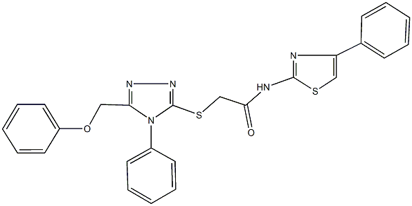 2-{[5-(phenoxymethyl)-4-phenyl-4H-1,2,4-triazol-3-yl]sulfanyl}-N-(4-phenyl-1,3-thiazol-2-yl)acetamide Struktur