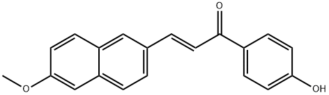 1-(4-hydroxyphenyl)-3-(6-methoxy-2-naphthyl)-2-propen-1-one Struktur