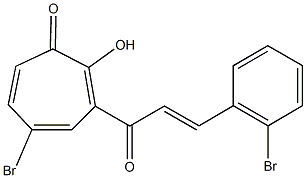 5-bromo-3-[3-(2-bromophenyl)acryloyl]-2-hydroxy-2,4,6-cycloheptatrien-1-one Struktur