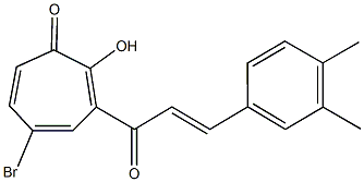 5-bromo-3-[3-(3,4-dimethylphenyl)acryloyl]-2-hydroxy-2,4,6-cycloheptatrien-1-one Struktur