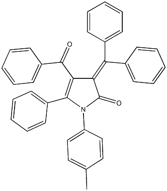 4-benzoyl-3-(diphenylmethylene)-1-(4-methylphenyl)-5-phenyl-1,3-dihydro-2H-pyrrol-2-one Struktur