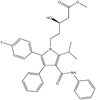 methyl 5-[3-(anilinocarbonyl)-5-(4-fluorophenyl)-2-isopropyl-4-phenyl-1H-pyrrol-1-yl]-3-hydroxypentanoate Struktur