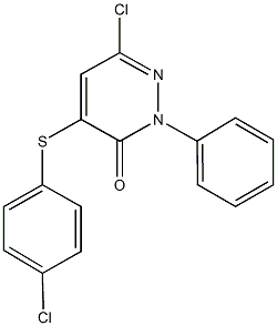 6-chloro-4-[(4-chlorophenyl)sulfanyl]-2-phenyl-3(2H)-pyridazinone Struktur