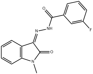 3-fluoro-N'-(1-methyl-2-oxo-1,2-dihydro-3H-indol-3-ylidene)benzohydrazide Struktur