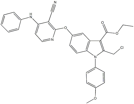 ethyl 5-[(4-anilino-3-cyanopyridin-2-yl)oxy]-2-(chloromethyl)-1-(4-methoxyphenyl)-1H-indole-3-carboxylate Struktur