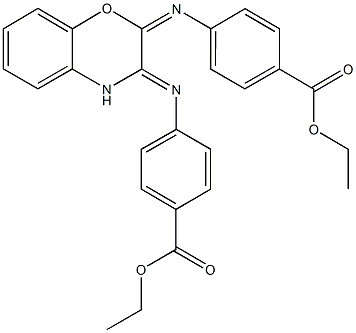 ethyl 4-[(2-{[4-(ethoxycarbonyl)phenyl]imino}-2H-1,4-benzoxazin-3(4H)-ylidene)amino]benzoate Struktur