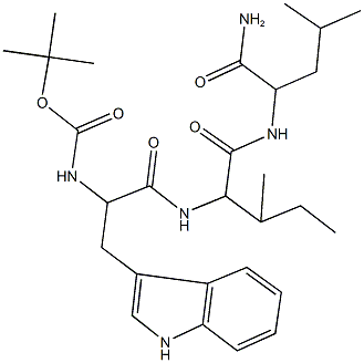 tert-butyl 2-{[1-({[1-(aminocarbonyl)-3-methylbutyl]amino}carbonyl)-2-methylbutyl]amino}-1-(1H-indol-3-ylmethyl)-2-oxoethylcarbamate Struktur