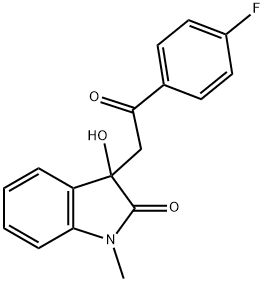 3-[2-(4-fluorophenyl)-2-oxoethyl]-3-hydroxy-1-methyl-1,3-dihydro-2H-indol-2-one Struktur