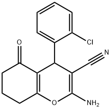 2-amino-4-(2-chlorophenyl)-5-oxo-5,6,7,8-tetrahydro-4H-chromene-3-carbonitrile Struktur